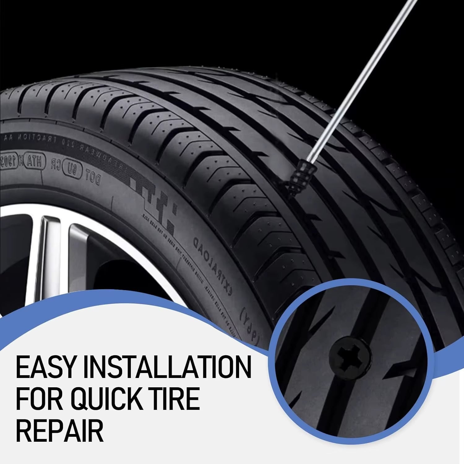 Puncture Repair Kit for Car Vacuum Tire Repair Screws, Quick Fix Self-Service Tire Repair Nails for Flat Tires with Screwdriver