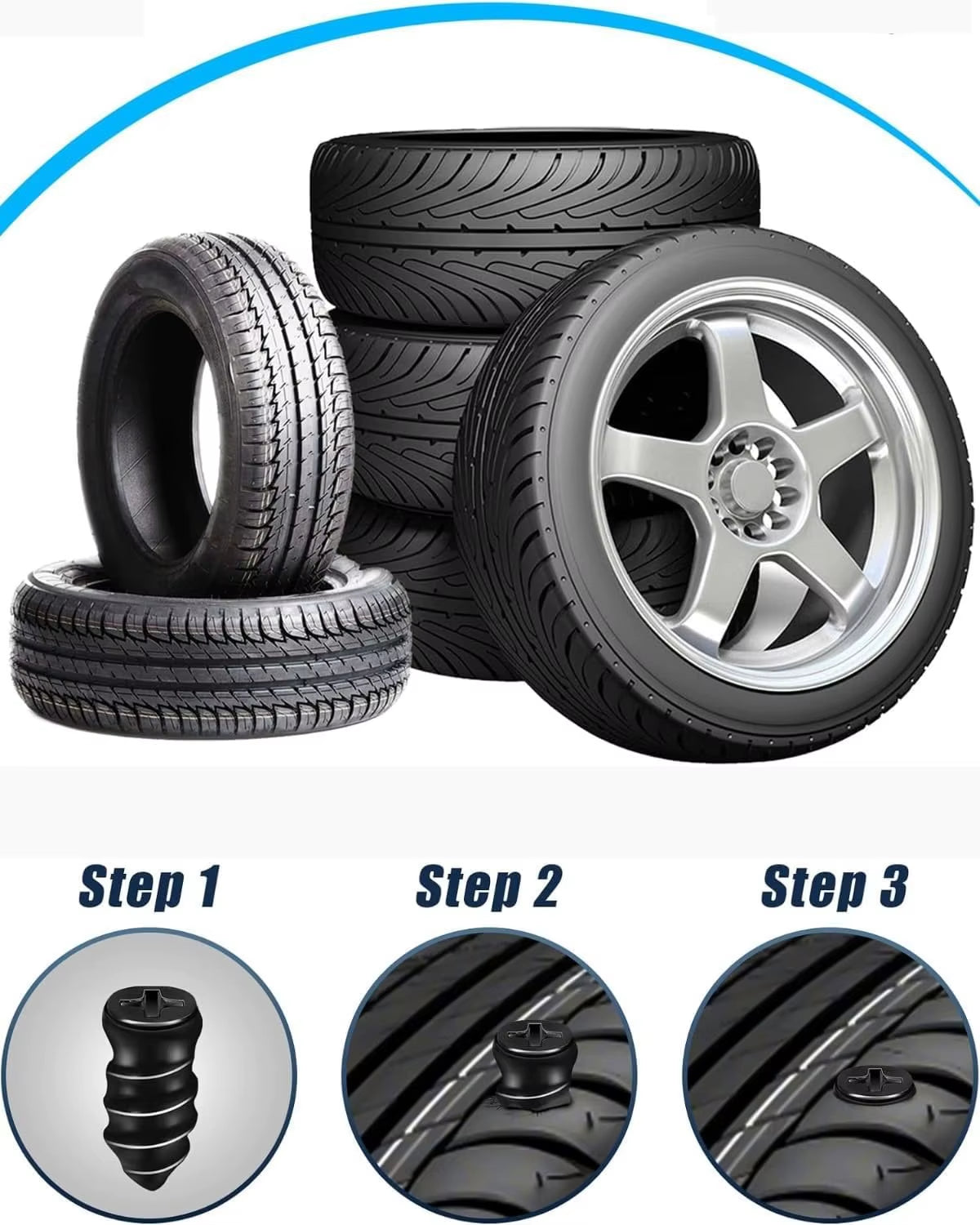 Puncture Repair Kit for Car Vacuum Tire Repair Screws, Quick Fix Self-Service Tire Repair Nails for Flat Tires with Screwdriver